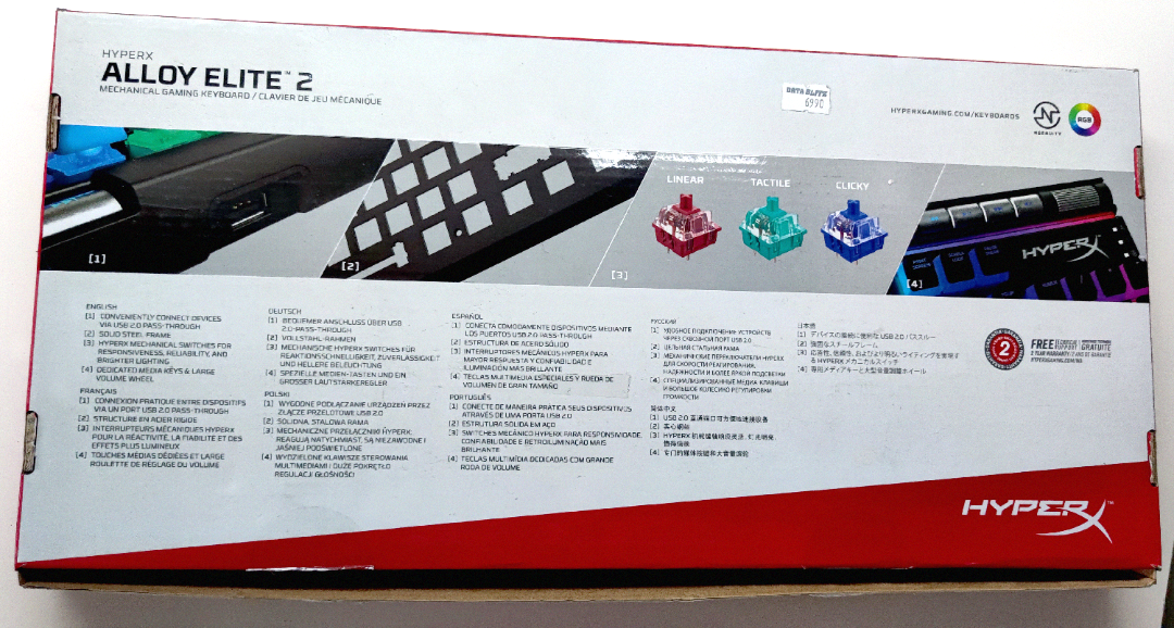 HyperX Alloy Elite 2 RGB Mechanical Keyboard - Red Linear (Pre-owned ...