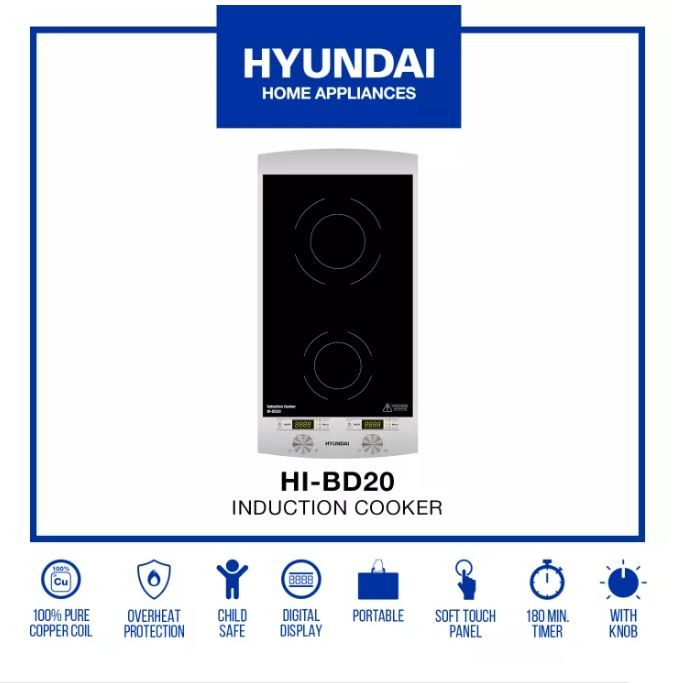 Hyundai Induction cooker double burner HIBD20, TV & Home Appliances