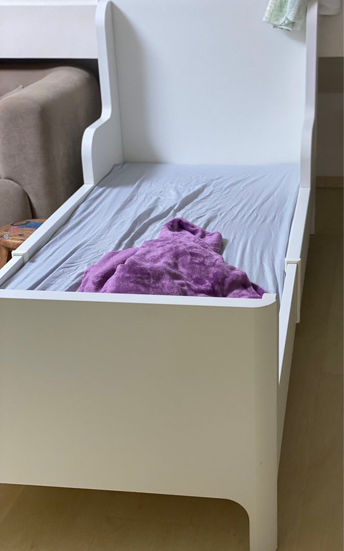 Ikea Busunge Bed (White) Extendable, Babies & Kids, Baby Nursery & Kids