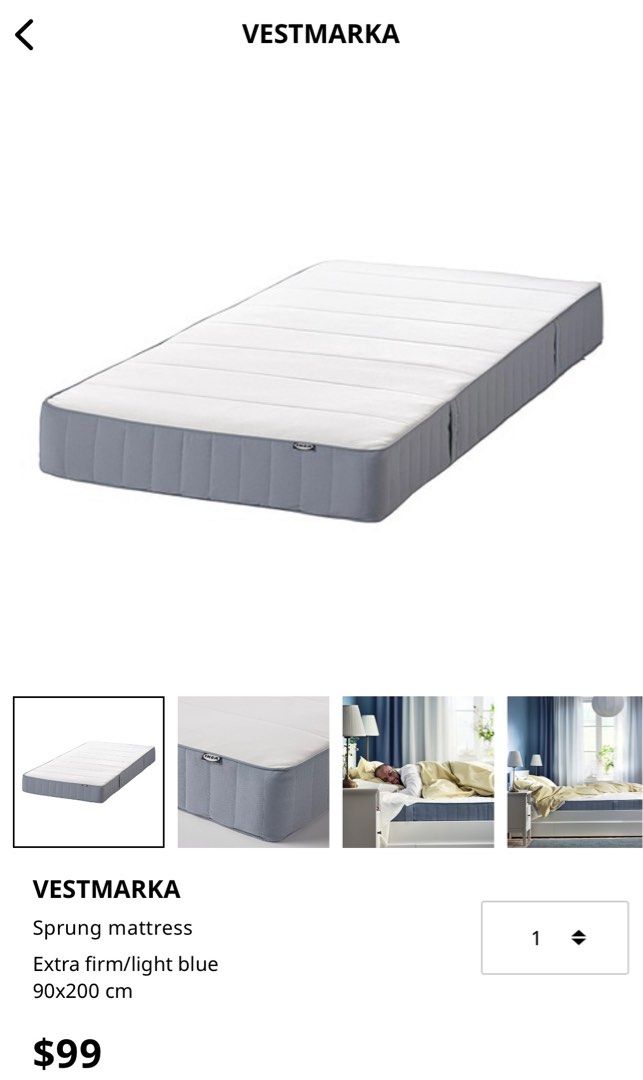 IKEA Single Mattress, Furniture & Home Living, Furniture, Bed Frames