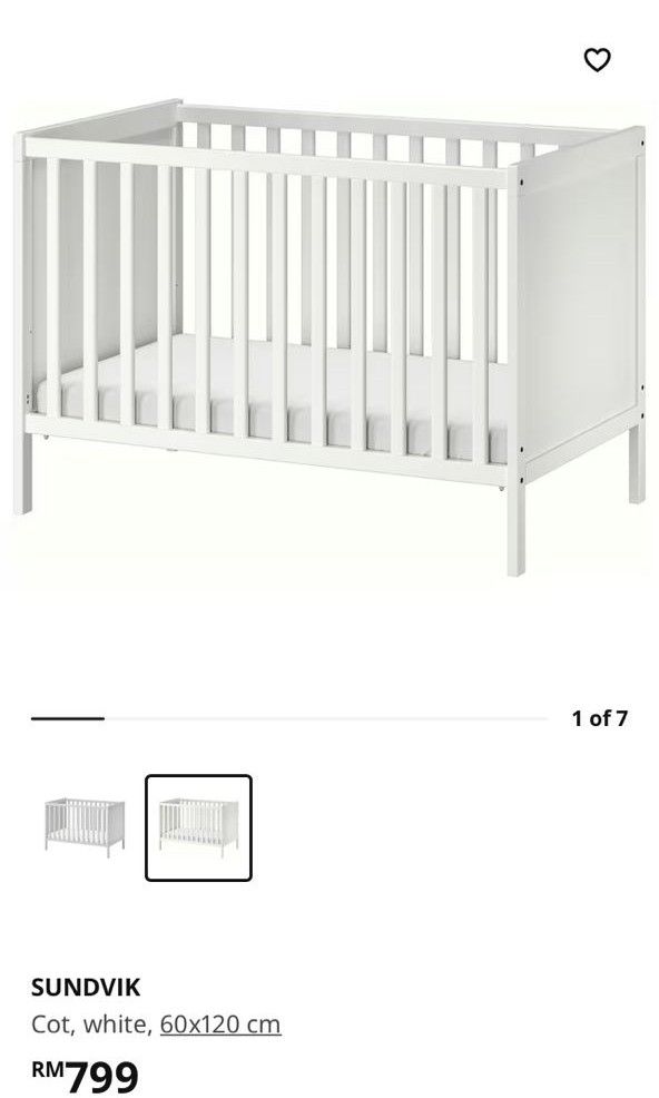 IKEA Sundvik Cot Crib, Babies & Kids, Baby Nursery & Kids Furniture
