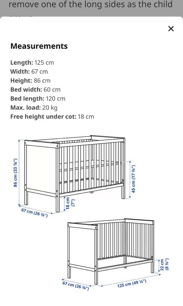 IKEA Sundvik Cot Crib, Babies & Kids, Baby Nursery & Kids Furniture