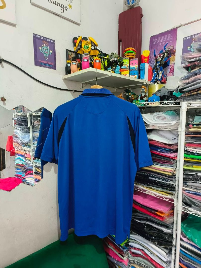 Kaos Polo Chaps Biru Strip Hitam Small Logo Putih, Fesyen Pria, Pakaian ...