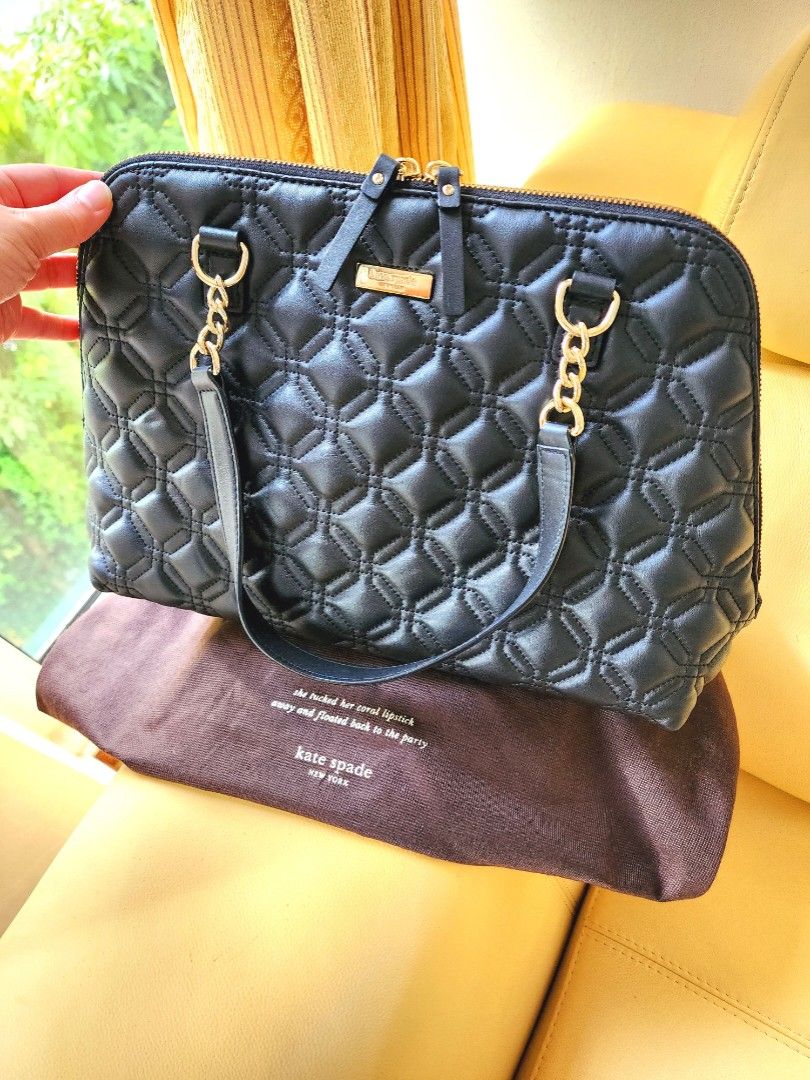 Kate Spade Black Leather Short Chain Handbag, Luxury, Bags