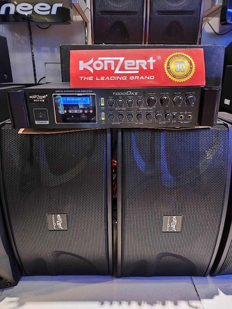 KONZERT SPEAKER SET WITH AMPLIFIER & MIXER, PORTABLE on Carousell