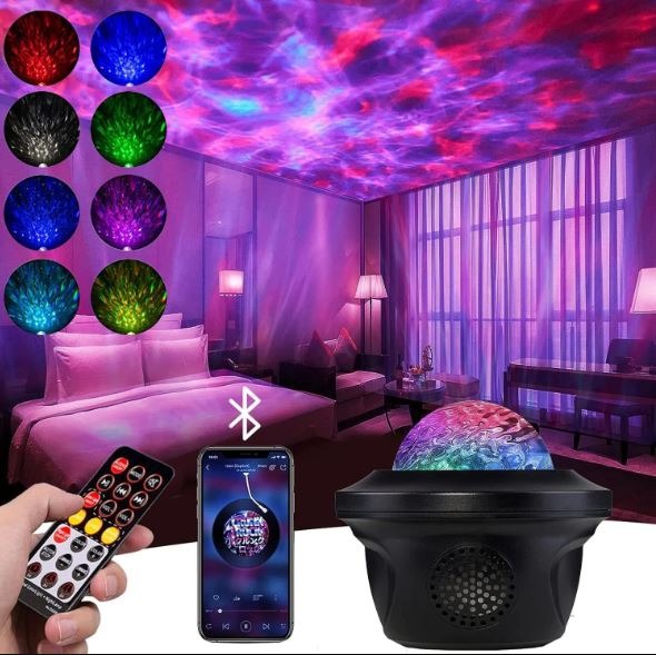 LED Starry Sky Water Wave Projector Light Night Light Bluetooth