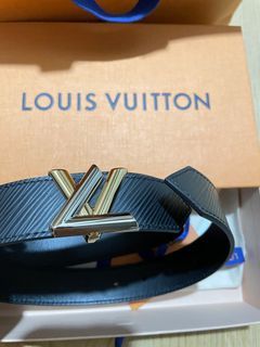 Louis Vuitton LV Initials Webbing 24MM Belt Blue/Yellow in Cowhide