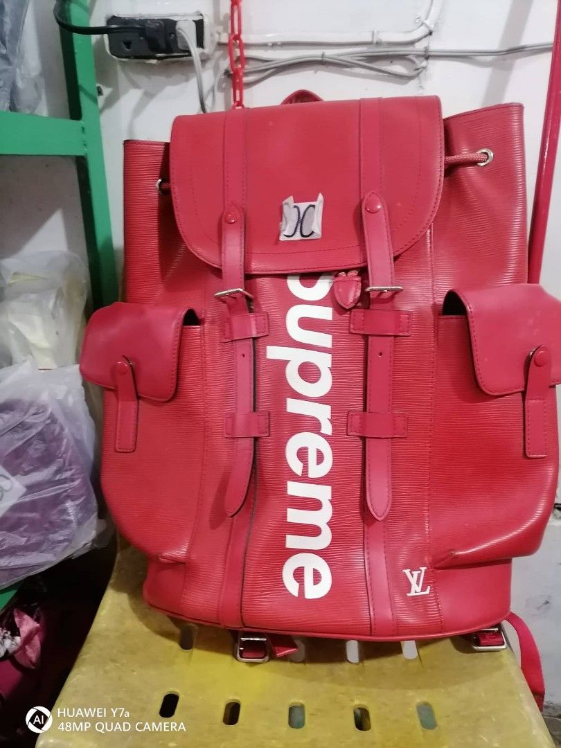 red louis vuitton supreme backpack