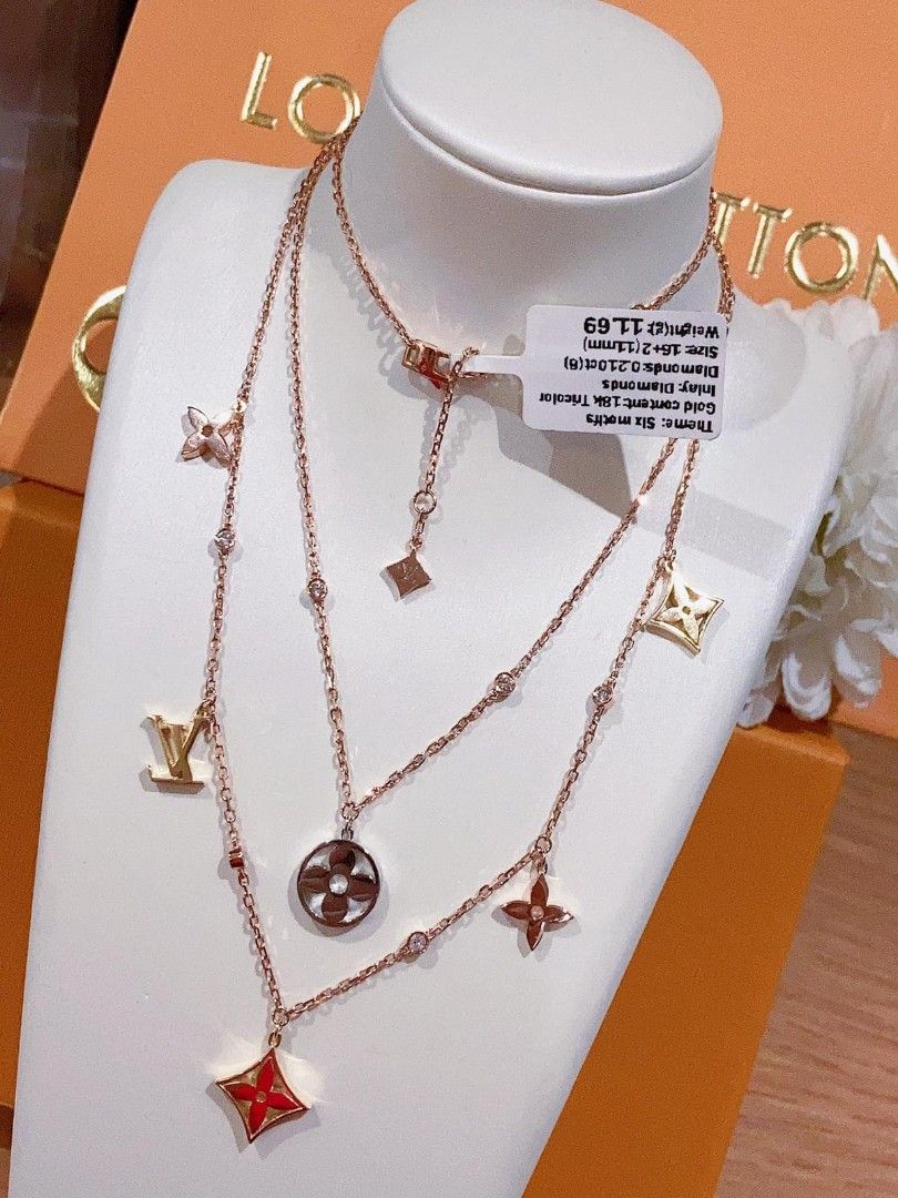 Lv Layered Necklace Dias 18k Gold HK Setting, Women's Fashion, Jewelry &  Organizers, Necklaces on Carousell