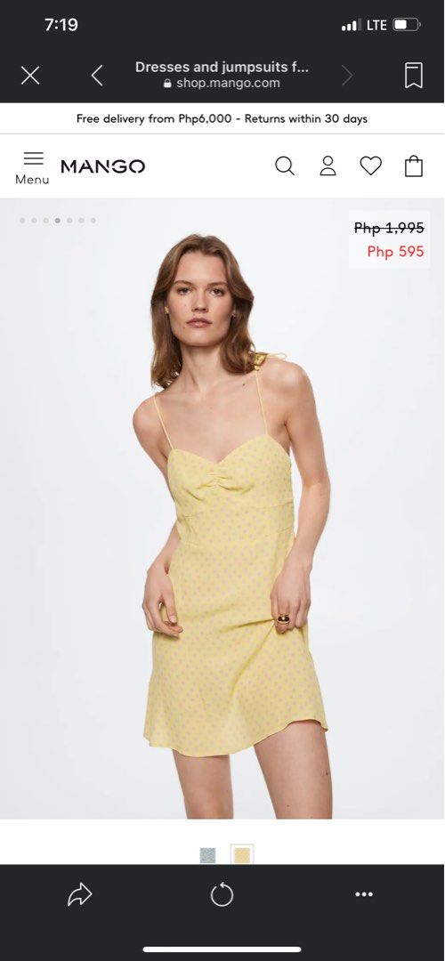 Mango yellow polka dot dress shop