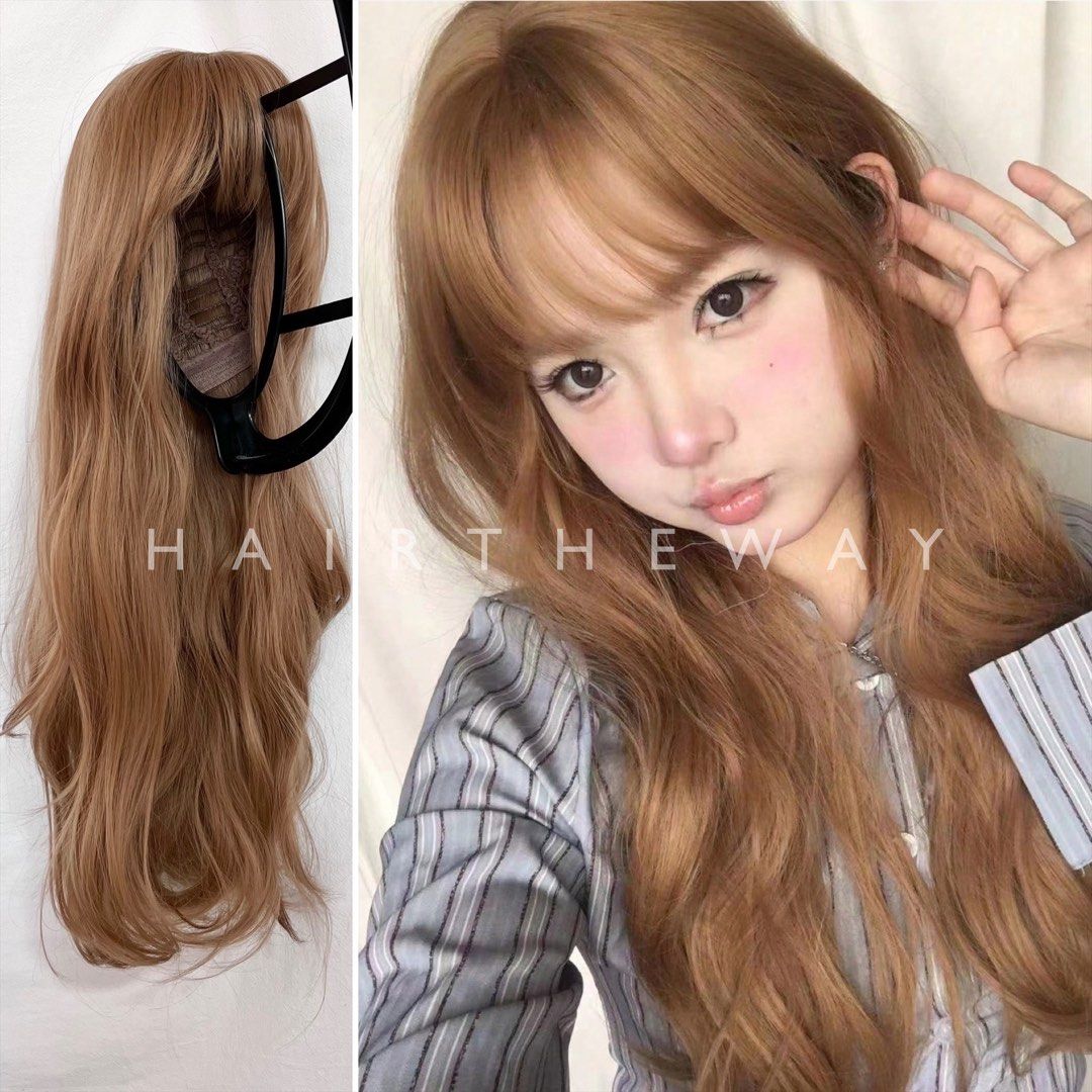 MIA Honey Blonde Hair Wig Loose Curls Natural Bangs Fringe