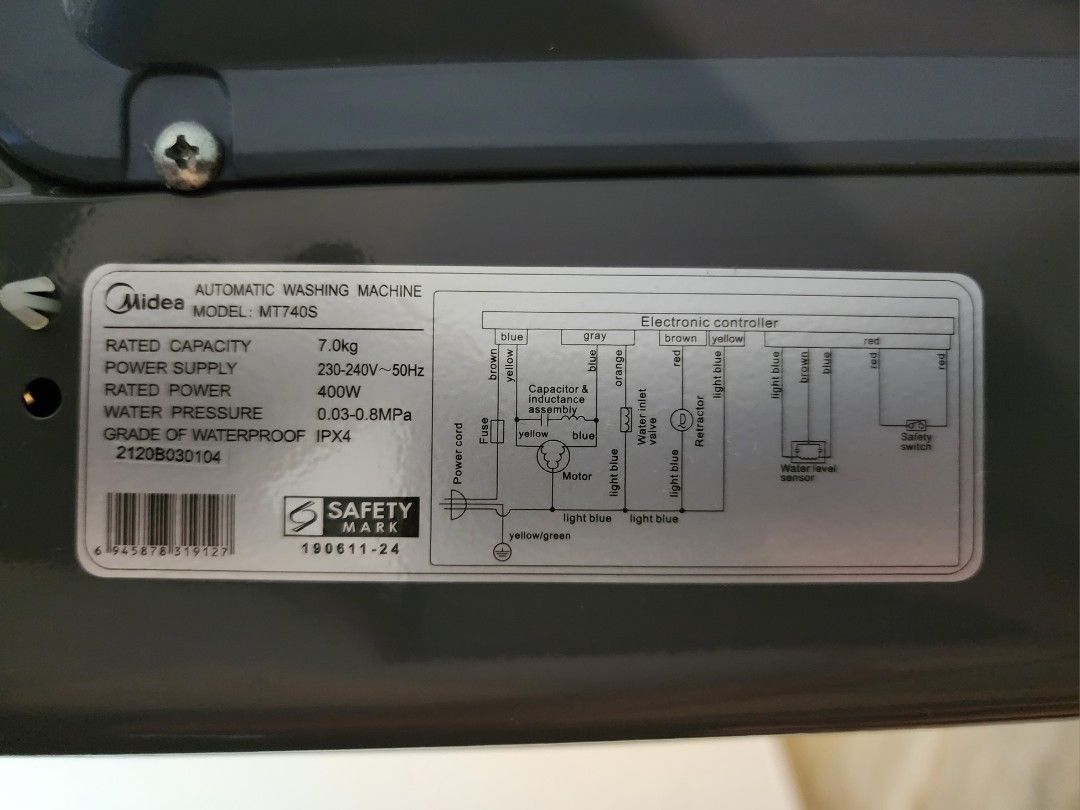 Midea Washing Machine MT740S, TV & Home Appliances, Washing Machines