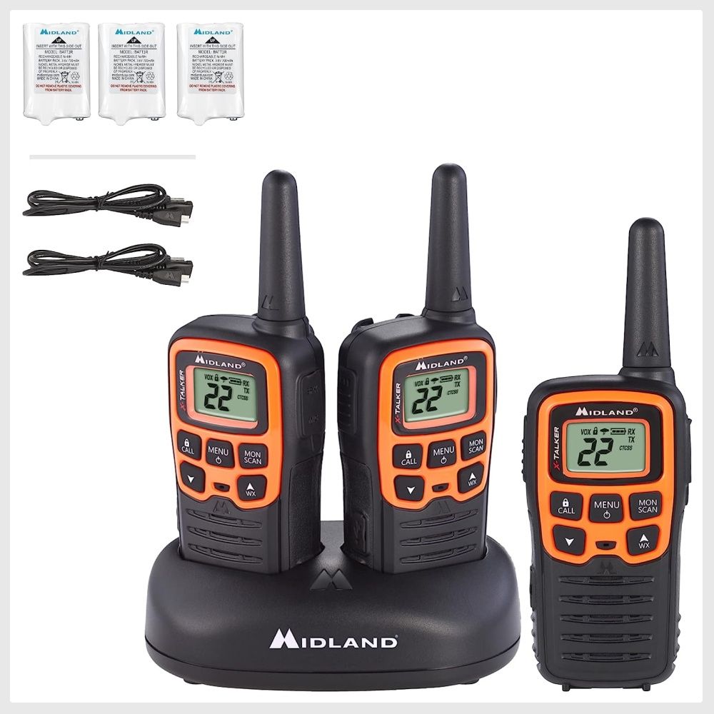 Midland X-TALKER T51VP3, 22 Channel FRS Two-Way Radio Extended Range,  38 Privacy Codes, NOAA Weather Alert (3 Pack) (Black/Orange) (3 Pack),  Mobile Phones  Gadgets, Walkie-Talkie on Carousell