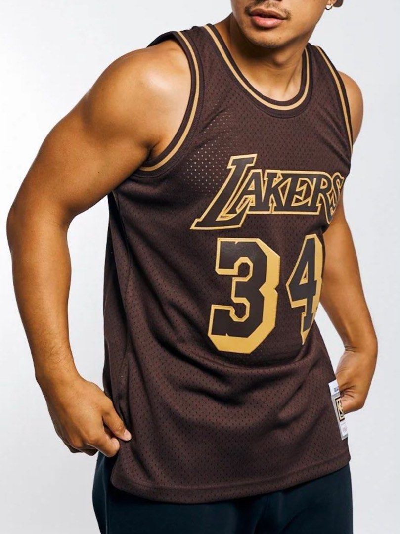 Los Angeles Lakers Shaquille O'Neal #34 '96-'97 Lux Brown Swingman Jersey