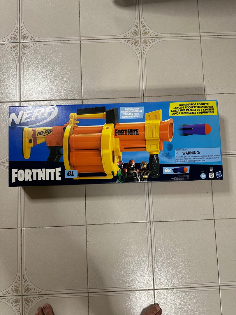 NERF Fortnite GL Rocket-Firing Blaster -- 6-Rocket Drum, Pump-to