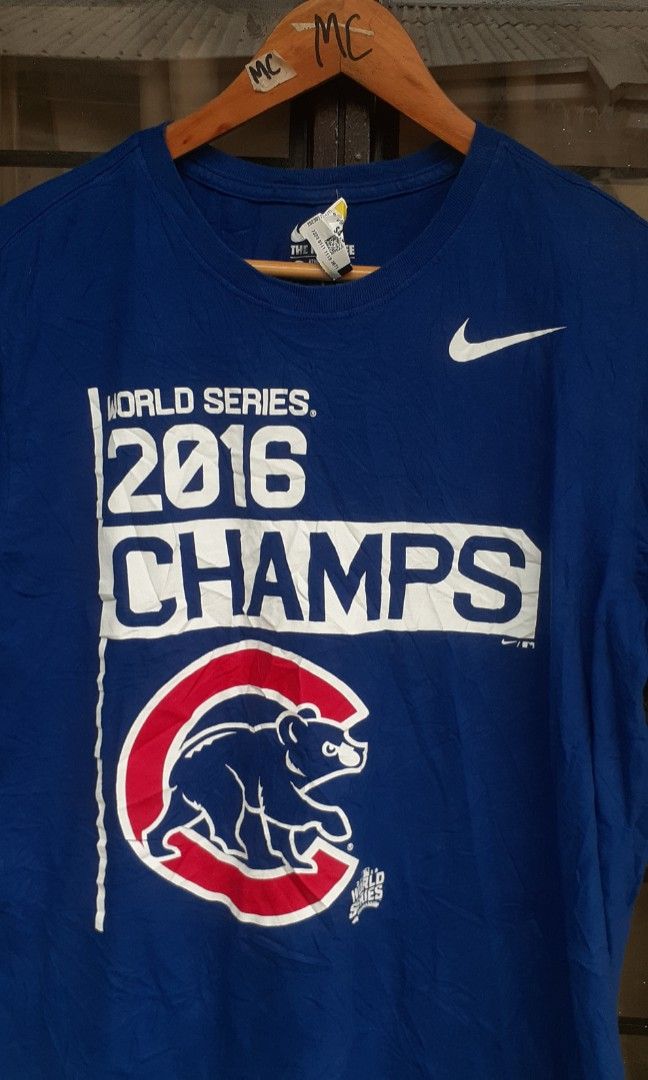 Chicago Cubs Shirt Mens Large Blue World Series Champions Short Sleeve Tee  NEW