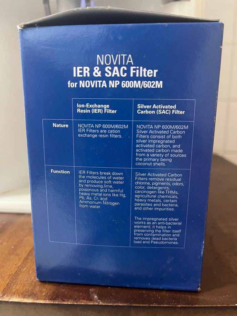 Novita Water filter with one IER AND SAC filter attachment, TV & Home