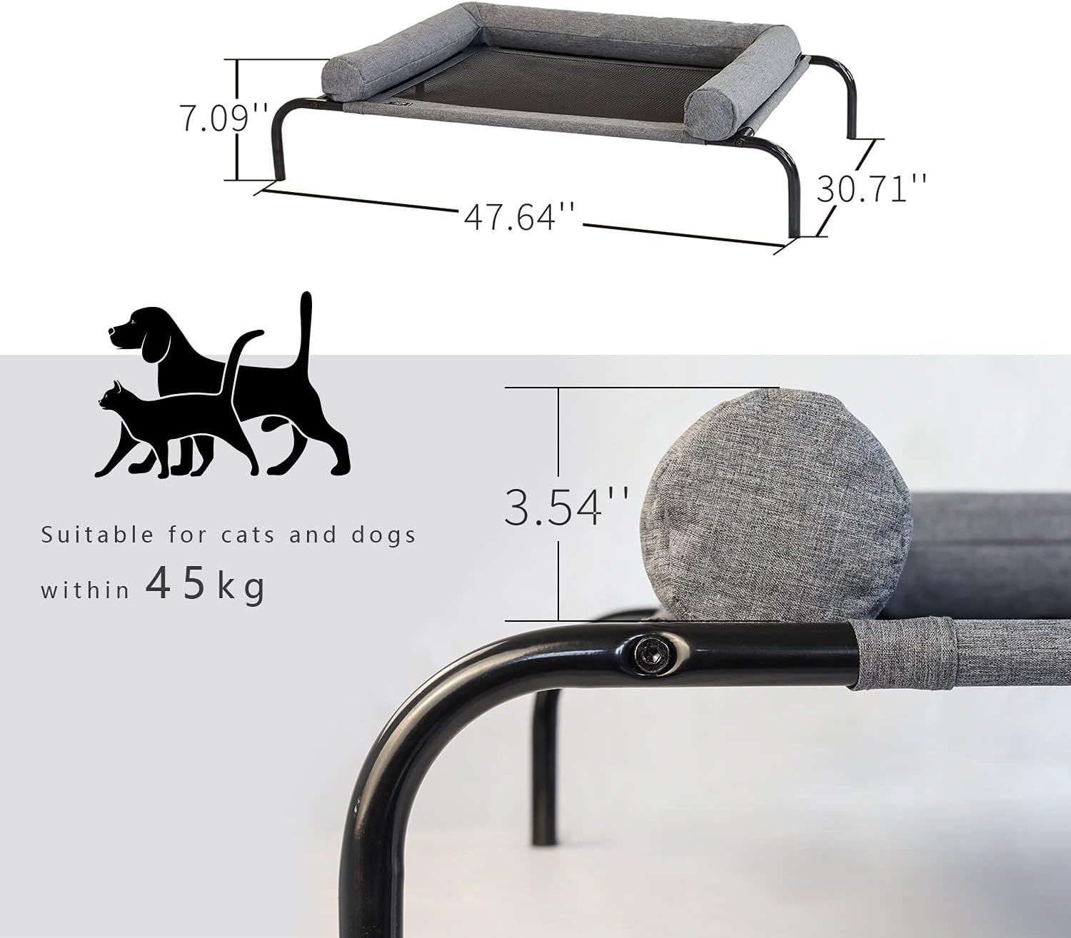 Elevated dog bed top with sides