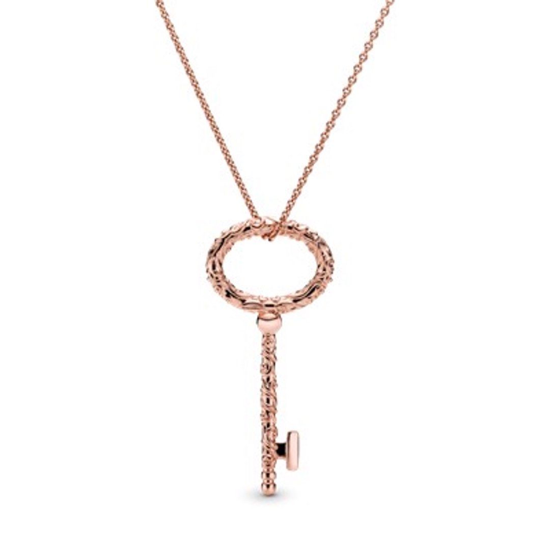 Pandora Authentic Rose Gold Regal Key Pendant Necklace
