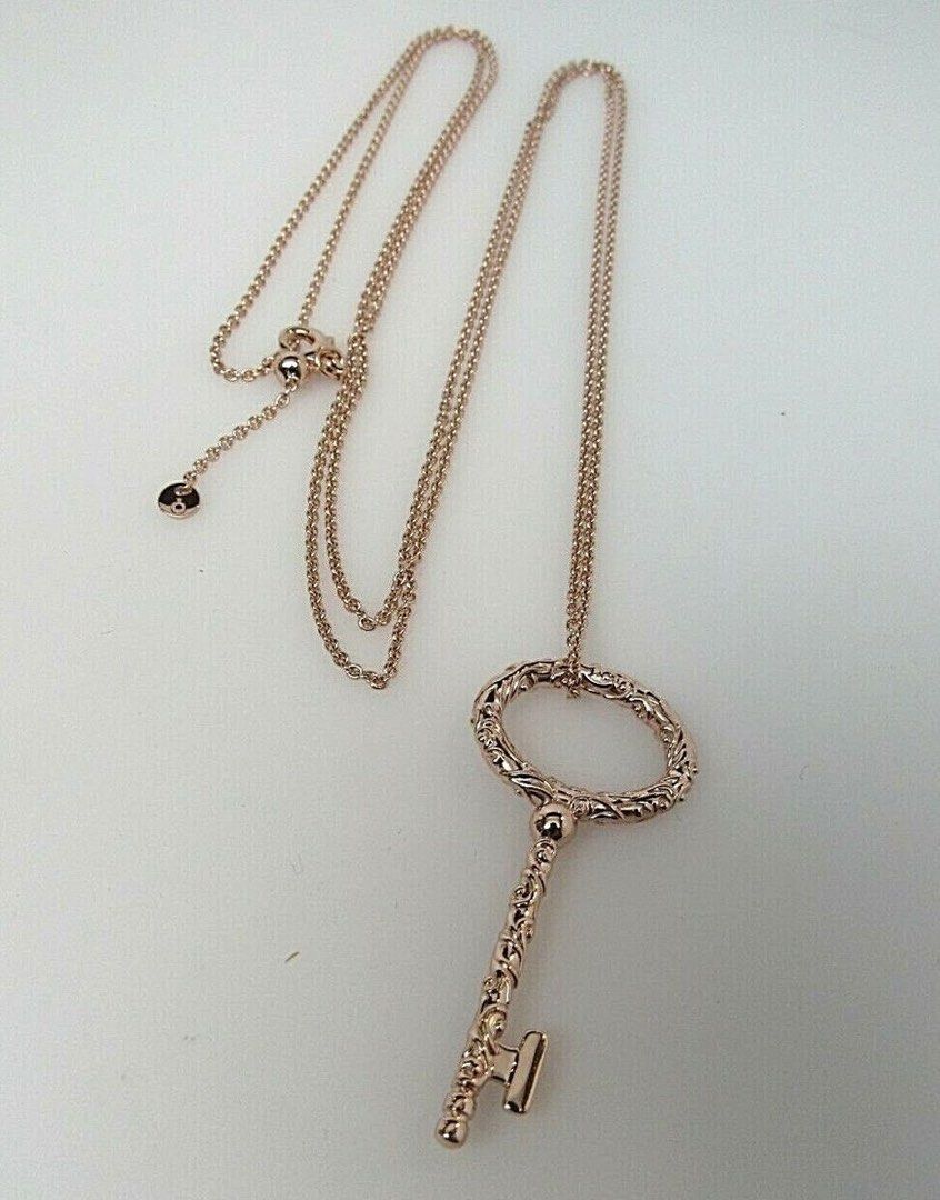 Pandora Authentic Rose Gold Regal Key Pendant Necklace