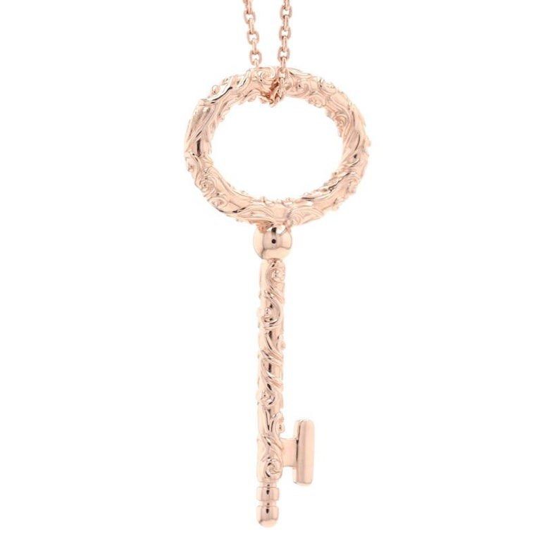 Pandora Authentic Rose Gold Regal Key Pendant Necklace, Women's
