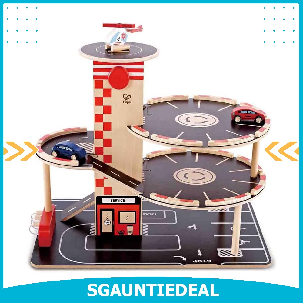 Park and Go Kids Wooden Toy Car Garage Playset by Hape Car Ramp