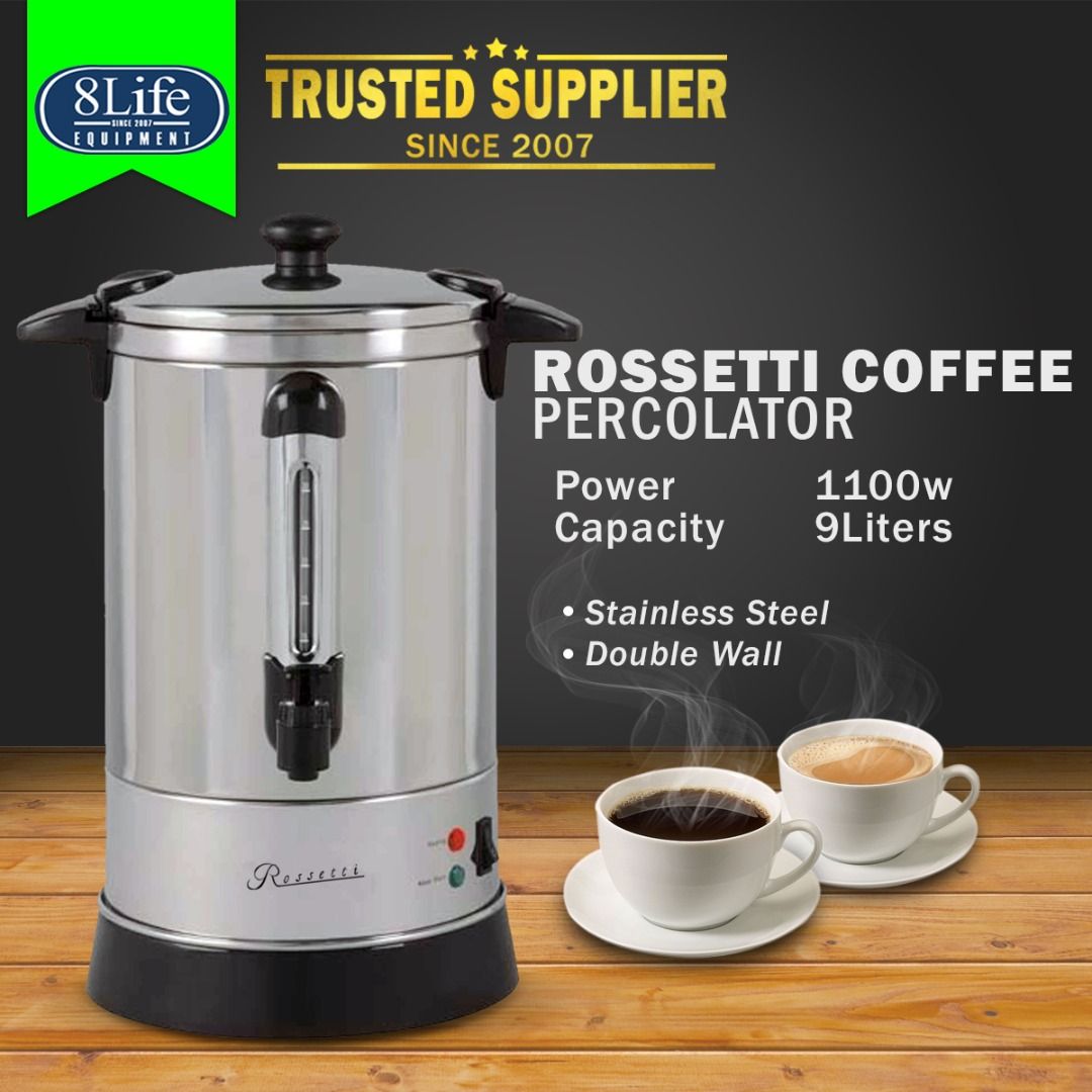 Percolator Electric Coffee Urn Coffee Maker water boiler (Category: Coffee Machines & Makers) located in Valenzuela. Submitted by eightlife_trading (Listing ID 238462049, Image 1). Description: OTHER AVAILABLE PRODUCTS: • Beverage Dispenser • Blender • Lemon Squeezers • Milk Shaker • Milk Tea Barrels • Cup Sealers - Manual/Semi-Automatic/Automatic/Full Automatic • Cup Sealing Films • Chocolate Fountain • Tray Sealer • Portable Ice Maker • Drip Co