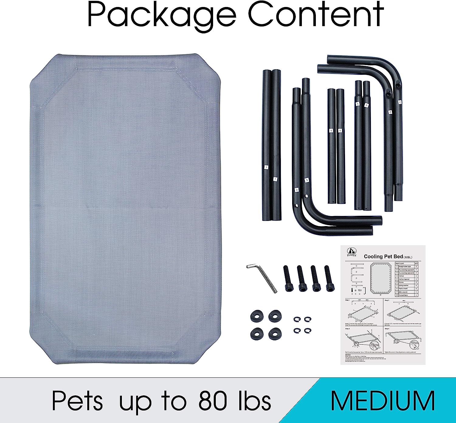 PHYEX Heavy Duty Steel Framed Portable Elevated Pet Bed Elevated