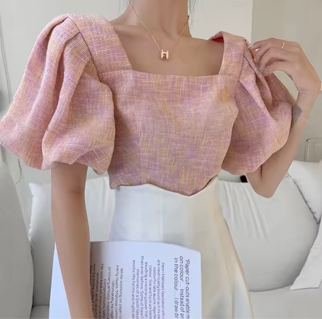 H and m pink sale blouse