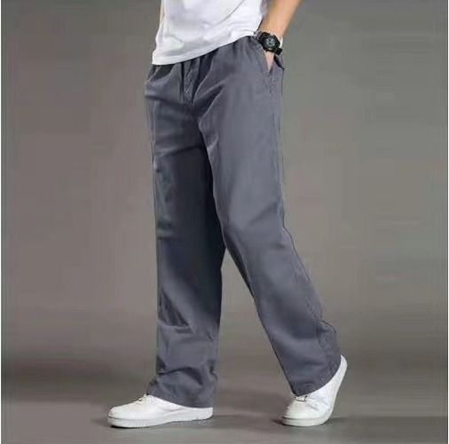 Plus Size Mens casual Cargo Cotton Pants Pocket loose Straight