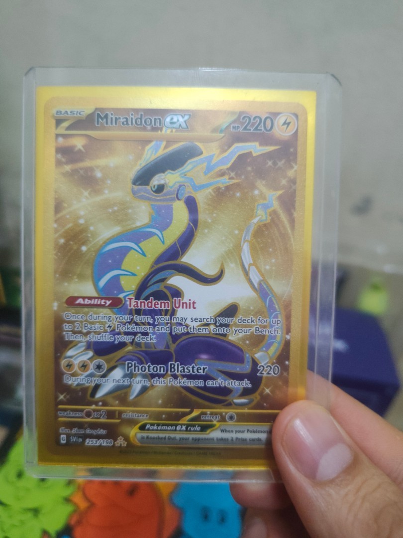 Pokemon tcg miraidon ex gold, Hobbies & Toys, Toys & Games on Carousell