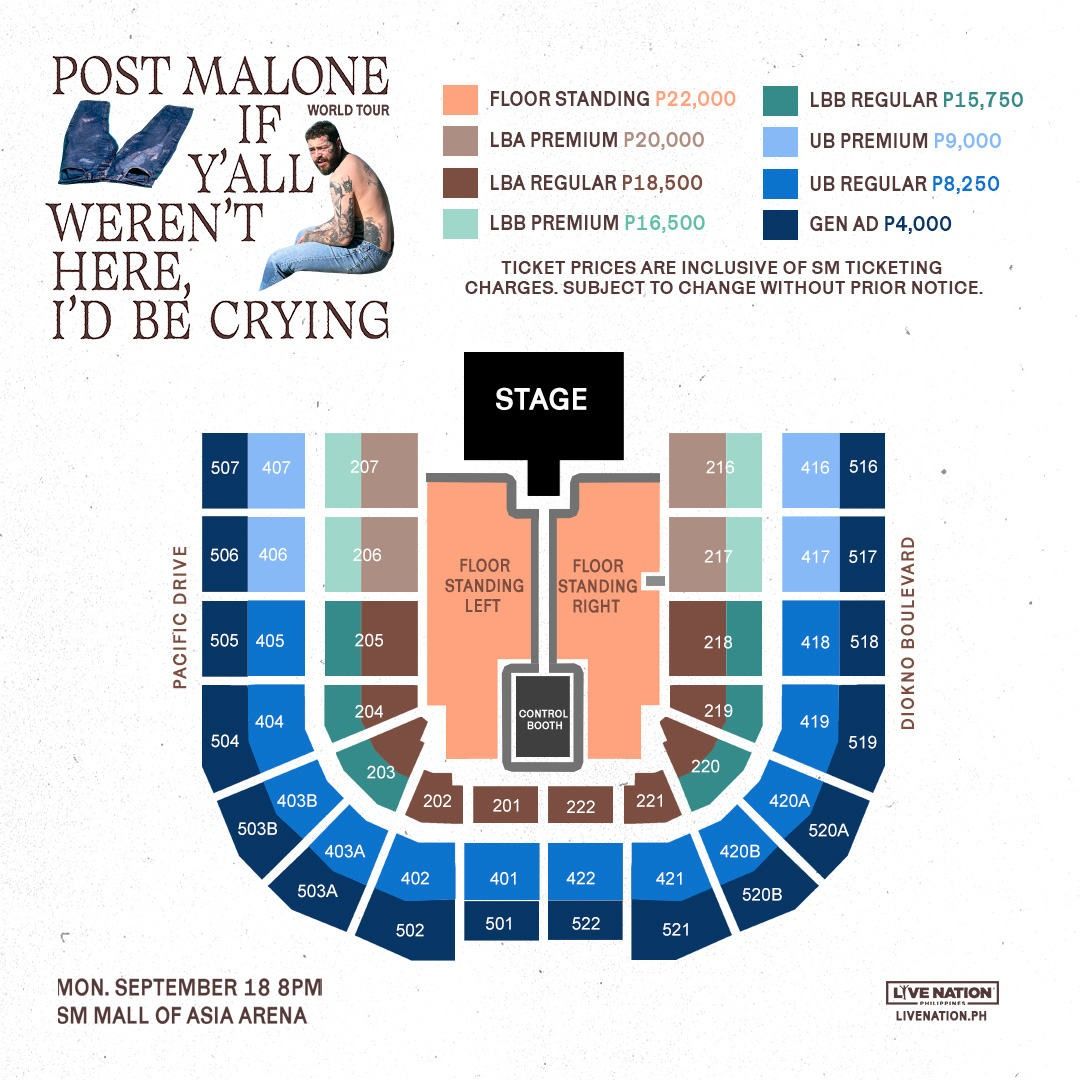 Post Malone tour in Manila MOA Arena, Tickets & Vouchers, Event Tickets