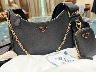 Prada 1BH204 Re-edition 2005 Multi Pochette Saffiano Leather Beige, Luxury,  Bags & Wallets on Carousell