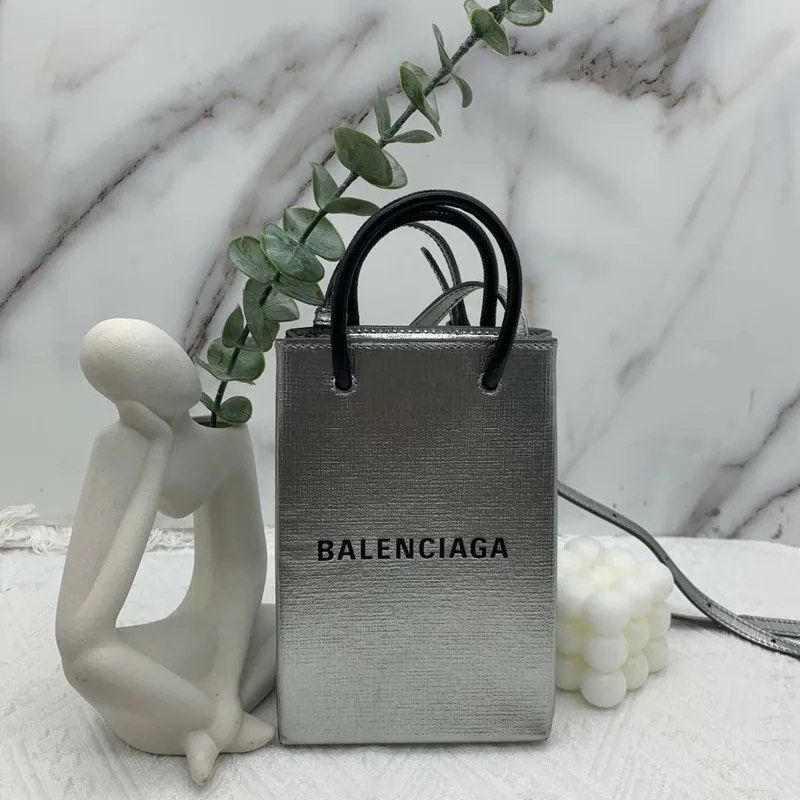 Balenciaga Shopping Phone Holder Crocodile Embossed Leather at 1stDibs