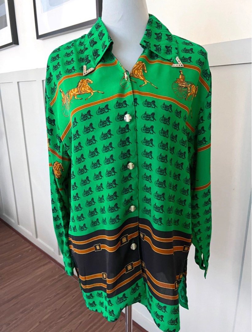 Rare Vintage Blouse Horse (Celine Inspired), Women's Fashion, Tops