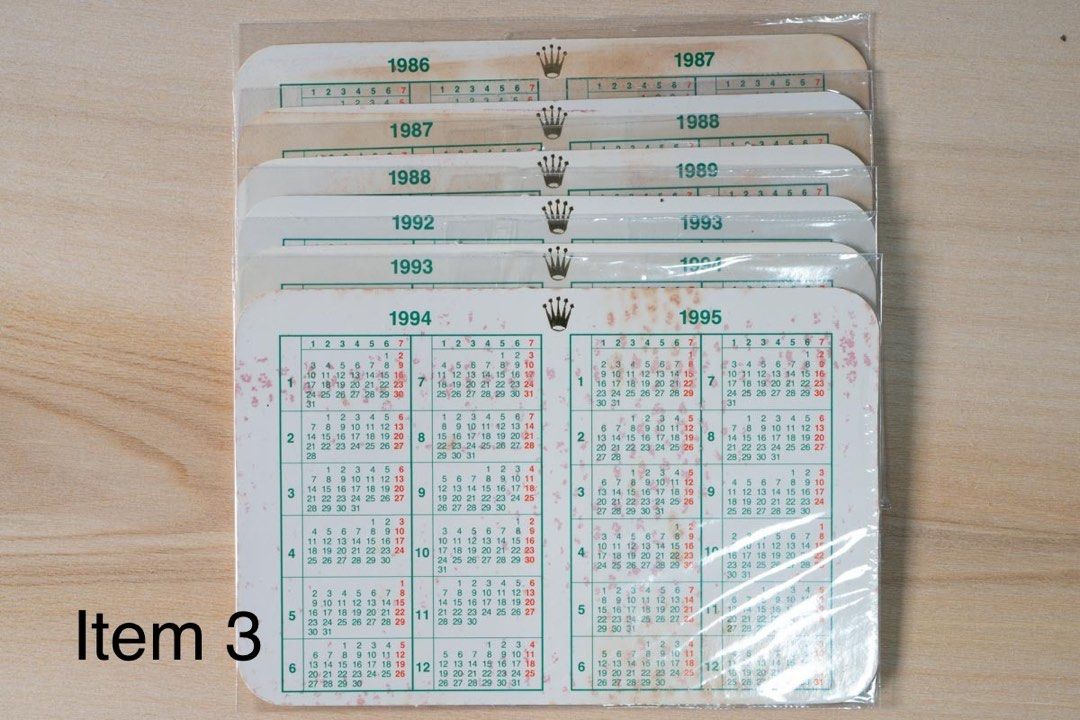 Rolex calendar cards (1980s to early 2000s) Luxury Watches on Carousell