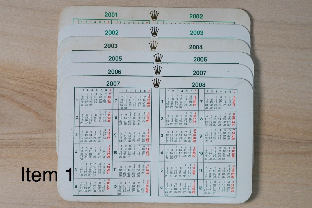 Rolex calendar cards (1980s to early 2000s) Luxury Watches on Carousell