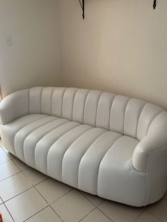 Salem Leather Couch (Snow White color)