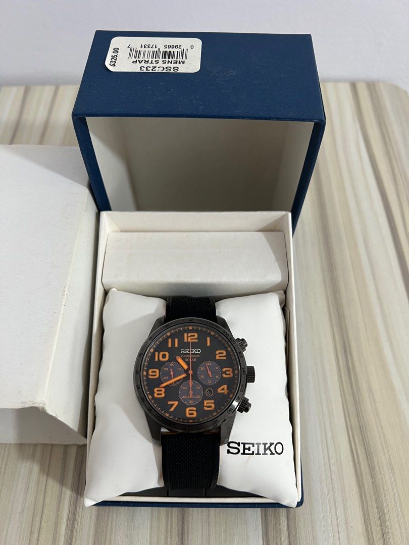 Godkendelse Solrig peeling Seiko SSC233 Solar Orange Chrono, Men's Fashion, Watches & Accessories,  Watches on Carousell