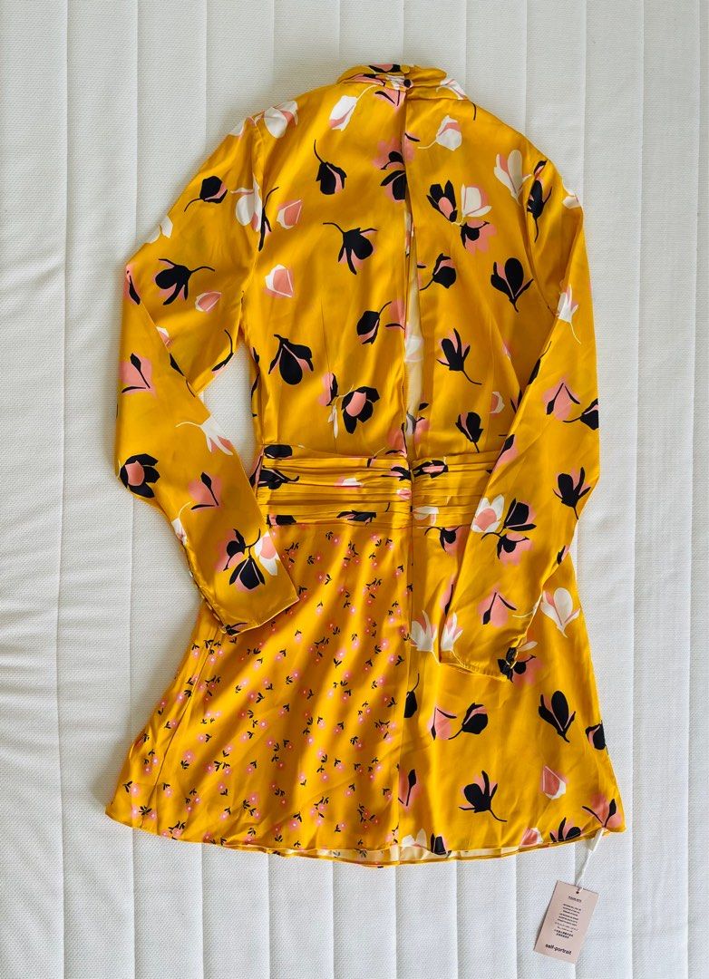 Self portrait floral twist neck mini dress hot sale