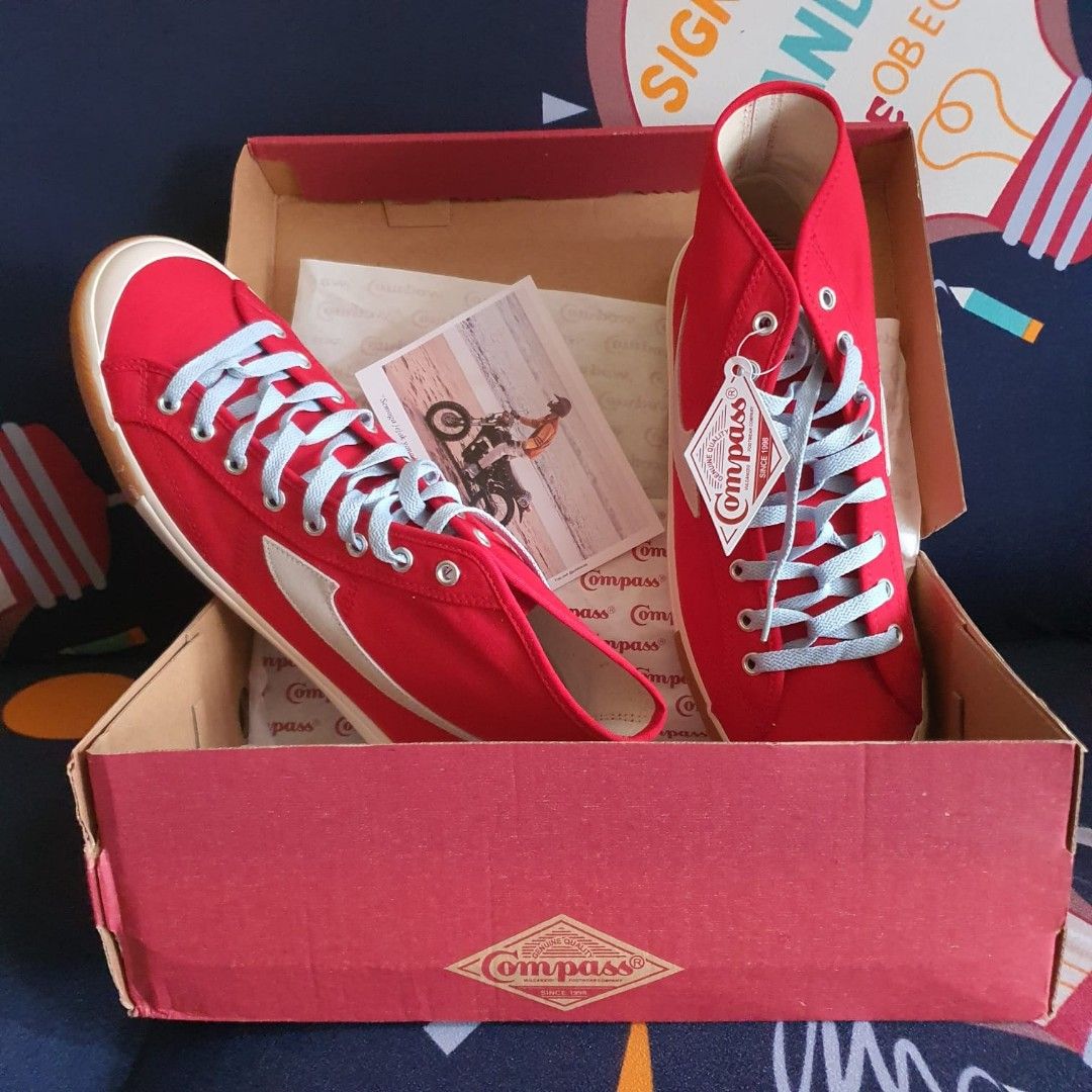 Sepatu Compass Gazelle Hi Red Gum US 11, Fesyen Pria, Sepatu , Sneakers di  Carousell