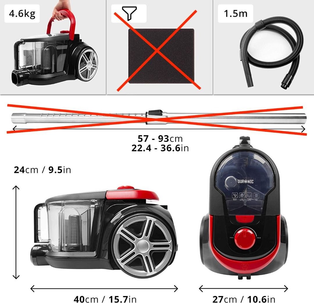 (SLASH PRICE) Duronic Bagless Cylinder Vacuum Cleaner VC7020, Cyclonic