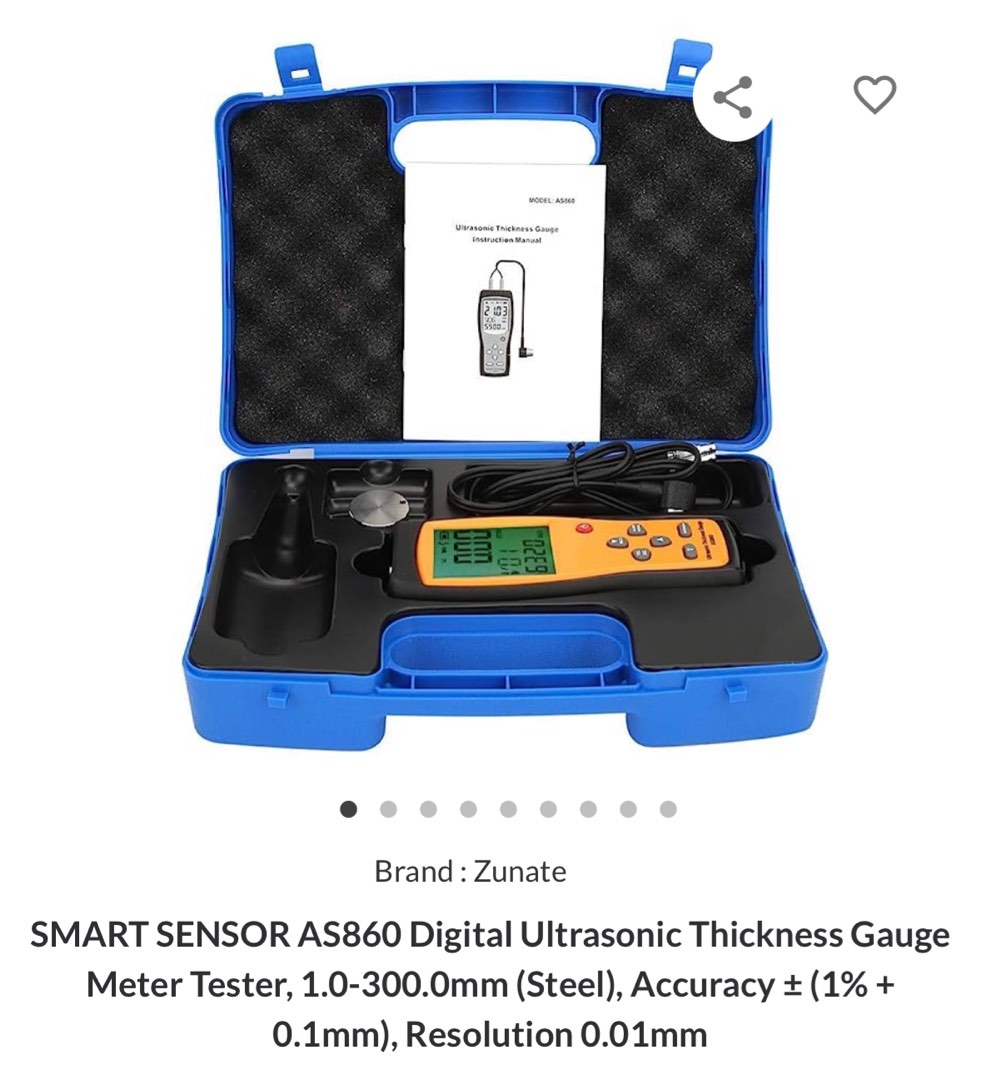 SMART SENSOR AS860 Digital Ultrasonic Thickness Gauge Meter Tester, 1.0