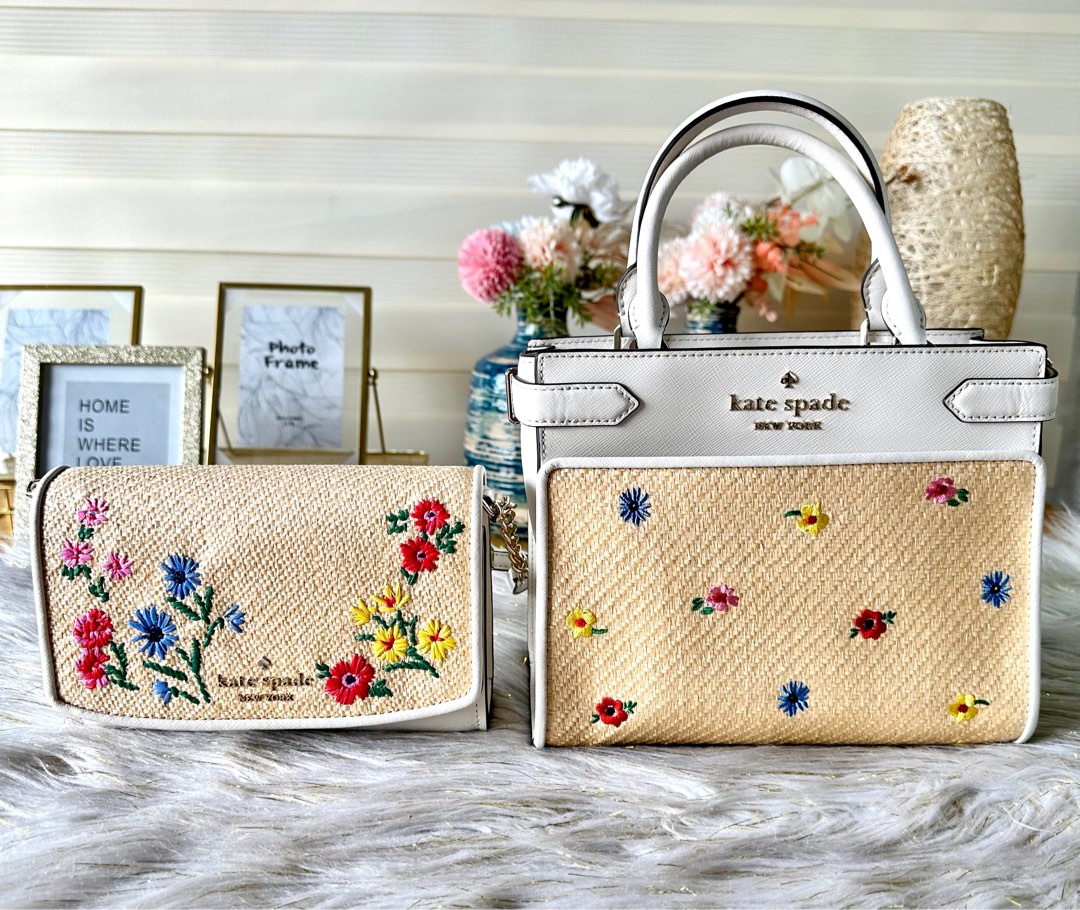 Kate Spade Staci Small Flap Crossbody - Garden Bouquet Straw