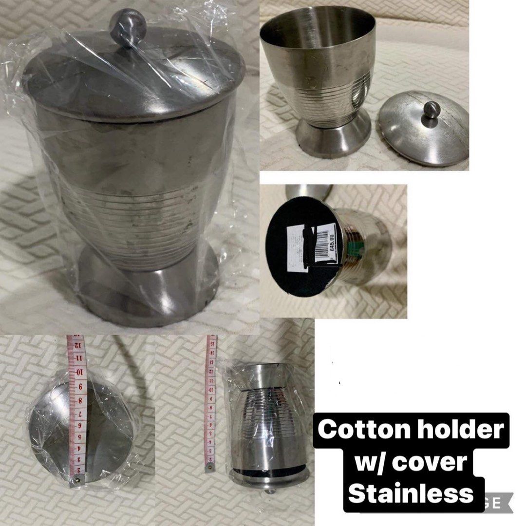 Stainless Cotton Holder w/ Cover (Category: Bathroom & Kitchen Fixtures) located in Makati City. Submitted by primestuff (Listing ID 1243002122, Image 2). Description: Stainless Cotton Holder w/ Cover 4pcs - 2 pcs two-tone and 2 pcs Silver Original Price- P895.00 Bought and stored. No box. RFS- Decluttering MOP- GCash/BPI Delivery can be arranged via Lalamove/Grab. SF c/o buyer. Pls check my other listings. Thank you. .