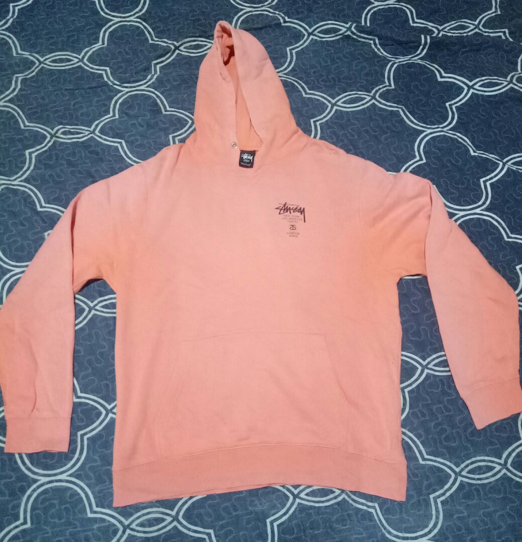 Salmon pink discount stussy hoodie