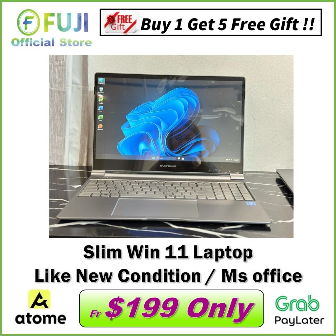 Super Slim SSD Laptop 8 500GB Super Lightweight Windows 11 Free MS Office Refurbished New Condition Cheapest in SG