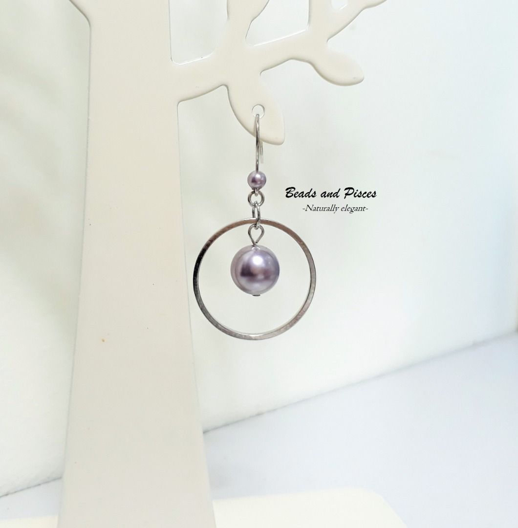 Purple pearl drop clearance earrings
