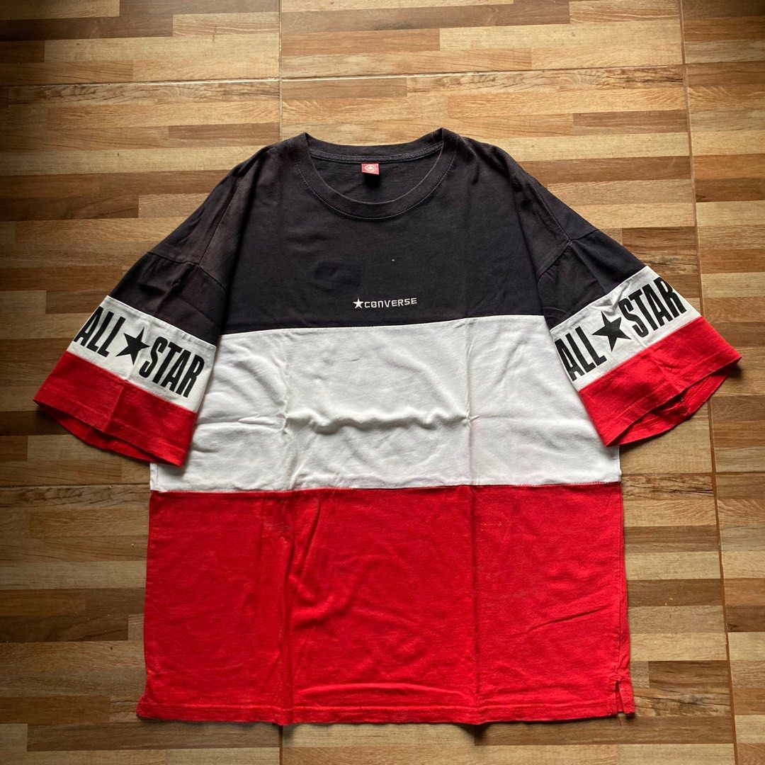T shirt converse colorblock 3 tones Fesyen Pria Pakaian Atasan
