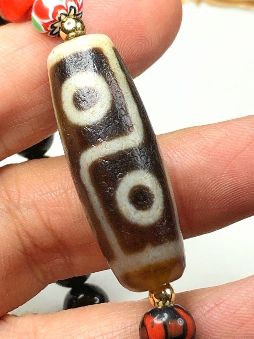 Tibetan Dzi Beads Six Eyed Dzi Beads 藏传老矿高油六眼天珠37x13.1mm 